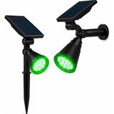 1001 Forlife Yeşil 18 LED Spot Güneş Enerjili Bahçe Aydınlatma Lambası, Fotoselli, Spike Aplik, 18W - Çok Renkli