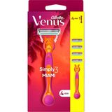 1001 Gillette Simply Venus 3 Miami Tıraş Makinesi Gövdesi + 4 Bıçak