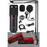 1001 Glx Paket-3 BM800 Mikrofon + Stüdyo Ses Kartı + Stand + Filtre