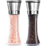 1001 Gövdeli Metal Krom Renk Kapaklı Tuz Karabiber Değirmeni Tuz Karabiber Öğütücü 19 cm 2 Adet