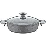 1001 Granit Karnıyarık Tencere 22X7 Gri Cam Kapak - 152.3310.01.02-22-GRİ