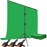 1001 Green Screen Chromakey Greenbox Yeşil Fon Perde (1.5x2 M) + Tek Ayaklı Fon Standı,3 Mandal,youtub