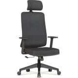 1001 Greta Ergonomik Fileli Çalışma Koltuğu | Siyah Ofis Sandalyesi | Ayarlanabilir Başlık, Bel Des - Beyaz - Gold