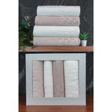 1001 HAZAL%100 Pamuklu Kutulu 4'lü Banyo Havlu Seti Hamam Takımı 50X90-90X150 Bej-Krem - 00081 - özellık