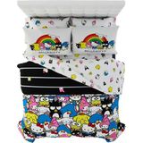 1001 Hello Kitty & Friends Nevresim Takımı 7 Parça Süper Yumuşak Yorgan ve Çarşaf Seti, Şemsiyeli