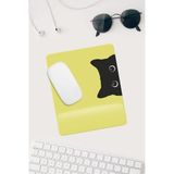 1001 HOBISHOP(106) Jel Dolgulu Pvc Yüzey Sarı Kedi Çizimli Bilek Destekli Dikdörtgen Mouse Pad Mouse