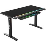 1001 Ion S Çift Motorlu Yükseklik Ayarlı Rgb 140X70 Siyah Renk Çalışma ve Oyuncu Masası - Beyaz - Gold