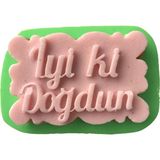 1001 Iyiki Doğdun Yazılı Silikon Mum Kalıbı 7,5X5X1 cm (Yeşil)