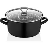 1001 Kahramanlar Cips Chef 22 cm Emaye Kızartma Tenceresi Cam Kapaklı - ebat