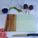 1001 Kanallı Cam Kesme Tahtası - Cam Kesme Tablası | (Kenarı Ahşap Desen, 25CM x 35CM) - secenek
