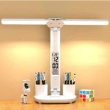 1001 Katlanabilir LED Masa Lambası Dijital Ekranlı Saat Tarih Sıcaklık Göstergeli USB 5V 1A 7W Dokun - 1 Parça