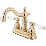 1001 KB1602PL Heritage 4 Inç Centerset Lavabo Bataryası Porselen Kol Saplı, Parlak Pirinç