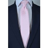 1001 Kravat İnce Çizgili 8 Cm Genişliğinde Pembe Kravat