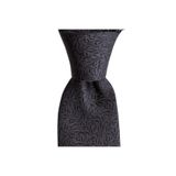 1001 Kravat KS0048 Koyu Gri Desenli 7,5 Cm Genişliğinde Ipek Kravat