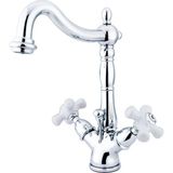 1001 KS1431PX Heritage Iki Kollu Banyo Musluğu, Porselen Çapraz Saplı, Pirinç Pop-Up, 15,7 Cm, Cilal