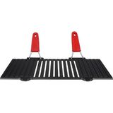 1001 Lava Metal Döküm Mangal Izgarası, Çift Silikon Kulplu, 40 x 25 x 0.7 cm
