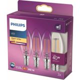 1001 LED Classic 40W B35 LED Mum Filament Ampul, 2700K Sarı Işık, E14 Ince Duy, Dim Edilmez, 3'lü Ek - Altın
