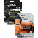 1001 L'oréal Men Expert Erkekler Için Uzman Yüz Maskesi 4'lü Paket, Siyah Nokta ve Sivilceler Için