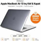1001 MacBook Air 13 Inç Kılıf Füme Siyah Şeffaf Kristal Desenli Koruyucu Sert Kapak A2337 M1 2020 V - ebat