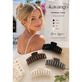 1001 Mandal Toka Kadın Siyah Kahve Kadın Çocuk Mandal Toka (11CM) 4'lü Set
