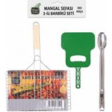 1001 Mangal Teli, Küçük Izgara, Ahşap Saplı, 35X20 Cm, Piknik Için Ideal, Tek Kullanımlık, Manga - 1,5 lt