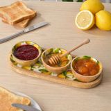 1001 Mango Ağacı Standlı 3'lü Kase Seti - Içi Emaye Kaplama Doğal Ahşap Çerezlik ve Sosluk - 30
