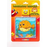 1001 Manyetik Blok Çift Taraflı 9 Parçalı Mıknatıslı Melek Balığı - Balon Balığı Puzzle - 2 Gör - Beyaz - Gold