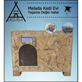 1001 Melada Kedi Evi Dış ve Iç Mekan Kullanımı Için Vernikli Osb Ahşap Takoz Ayaklı 60X41X36 Cm,