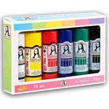 1001 Mona Lisa Akrilik Boya Seti 6 Renk 70 Ml. Akrilik Boya Seti Tuval, Ahşap, Taş, Seramik ve Hobi Boy