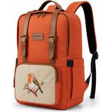 1001 Nakışlı Sırt Çantası, 15L, Laptop Bölmeli, Suni Deri Detaylı, Kuş Desenli, Unisex - ebat