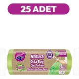 1001 Natura Büzgülü Çöp Torbası 15'li Orta Boy 55 x 60 cm 25'li Paket - secenek
