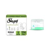 1001 Natural 2'li Fırsat Paketi Külot Bez 5 Numara Junior 174 Adet ve Sleepy Sensitive Yatak Koruyucu �