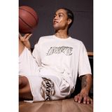 1001 Nba Los Angeles Lakers Oversize Geniş Kalıp Bisiklet Yaka Sırt Baskılı Kısa Kollu Tişört E03