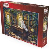 1001 Nova Puzzle 1000 Parçalı Çalışma Masası ve Beyaz Kedi Yetişkin Puzzle - 41214