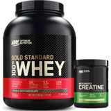 1001 Optimum Nutrition Seti | Kreatin Aromasız 317G 93 Servis X1 + 100% Whey Gold Standard Double Çikol
