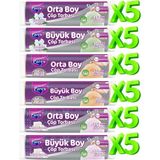 1001 Orta ve Büyük Boy 30 Adet Büzgülü Kokulu Çöp Torbası Paketi - secenek
