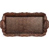 1001 Osmanlı Motifli Küçük Metal Servis Tepsisi – Dekoratif Sunum Tepsisi, 36 x 18 Cm, 306 G (Kahve - seçenek