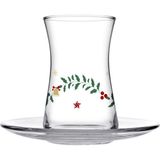 1001 Paşabahçe Sparkles Heybeli Çay Seti, 4 Kişilik, 170 cc Bardak ve 126 mm Tabak, Yılbaşı Temal� - seçenek