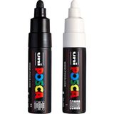 1001 Pc-7m Marker Sanat Kalemi - Büyük Mermi Ucu - 4,5-5,5 mm Uç - [2'li Paket] - Siyah ve Beyaz