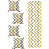 1001 Pelangi Sarı Gri Zigzag Salon Mutfak Masa Değişik Ranır Modelleri Dekoratif 4'lü Kırlent Kıl� - 0,5 x 9 cm