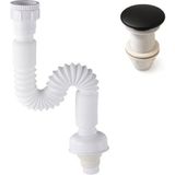 1001 Pop-Up Basmalı Seramik Başlıklı Lavabo Sifonu KSF103 (Mat Siyah)