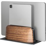 1001 Premium Ahşap Dikey Laptop Standı ve Masaüstü Organizer, Çift Yuvalı Macbook, Notebook, Tablet