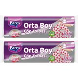 1001 Premium Büzgülü Çöp Torbası Çilek Kokulu Orta Boy 15'li 55 x 60 cm Ikili Paket - secenek