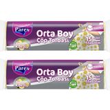 1001 Premium Büzgülü Çöp Torbası Limon Kokulu 15'li Orta Boy 55 x 60 cm Ikili Paket - secenek