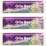 1001 Premium Büzgülü Çöp Torbası Limon Kokulu 15'li Orta Boy 55 x 60 cm Üçlü Paket - secenek