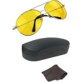 1001 Prime UV400 Metal Çerçeveli Gece Sürüş ve Sis Gözlüğü Sarı Camlı Aviator Stil Anti Far Ge - secenek