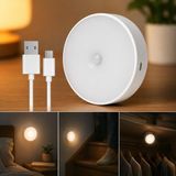 1001 Pringo Hareket Sensörlü LED Gece Lambası, USB Şarjlı, Manyetik Kablosuz Dolap Içi Aydınlatma - Beyaz - Gold