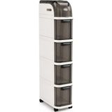 1001 Pro Slim Tekerlekli Organizer Dolap, 4 Çekmeceli Dar Alan Depolama Ünitesi, Banyo, Mutfak ve Çama - Çok Renkli