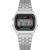 1001 Retro Dijital Kol Saati – Metal Kordon, Kare Kasa, Alarm & Kronometre, LED Işık, 12/24 Saat, Su - beden