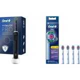 1001 Şarjlı/elektrikli Diş Fırçası Vitality Pro Siyah Koruma ve Temizlik + Oral-B 3D White X-Filame - Beyaz - Gold